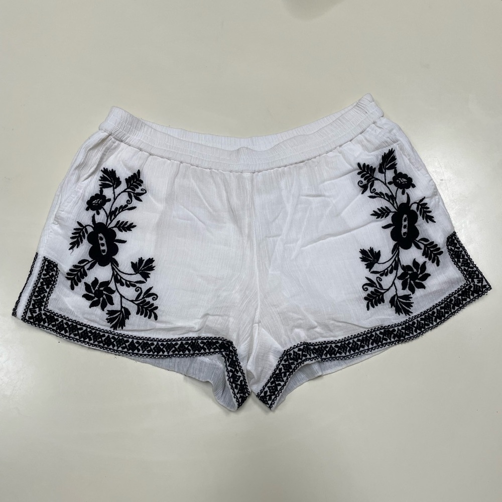 J. Crew White and Black Embroidered Women Shorts